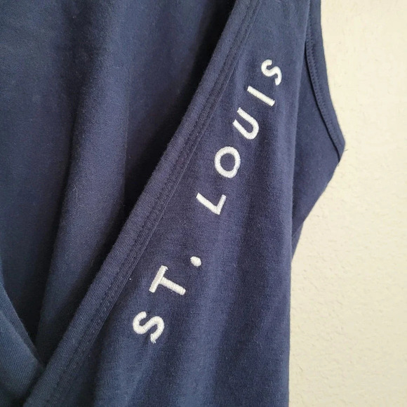 Cardinals Womens Tank Top XS Blue Red Logo Cotton Tie Front Wrap Sleeveless - Picture 5 of 9